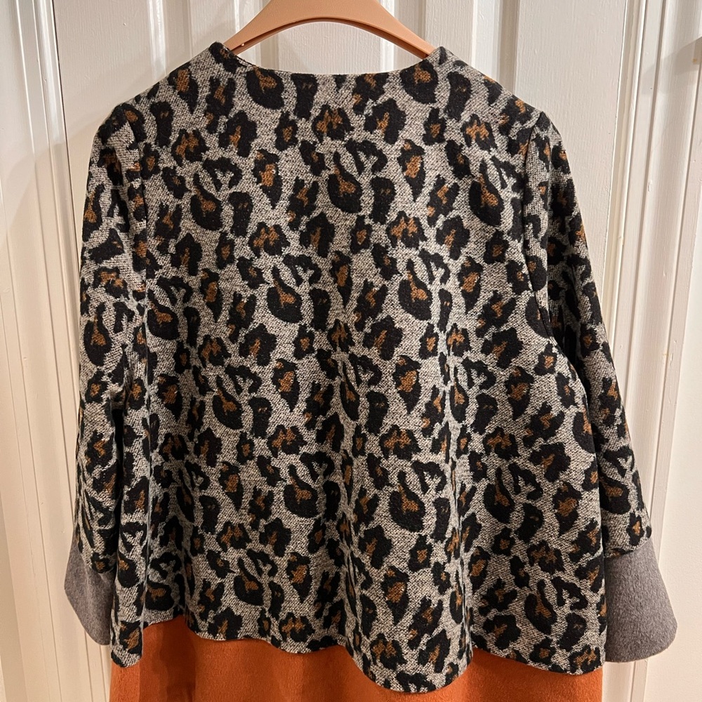 NWT Logo by Lori Goldstein Leopard Animal Jacquard Coat Rust A282170 Size 20W - Picture 2 of 6